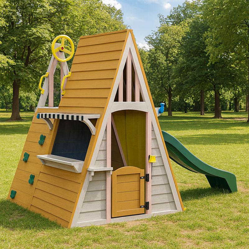 Kids Outdoor Playground Equipm - Kids Outdoor Wooden Playhouse incelemesi ve fiyatı