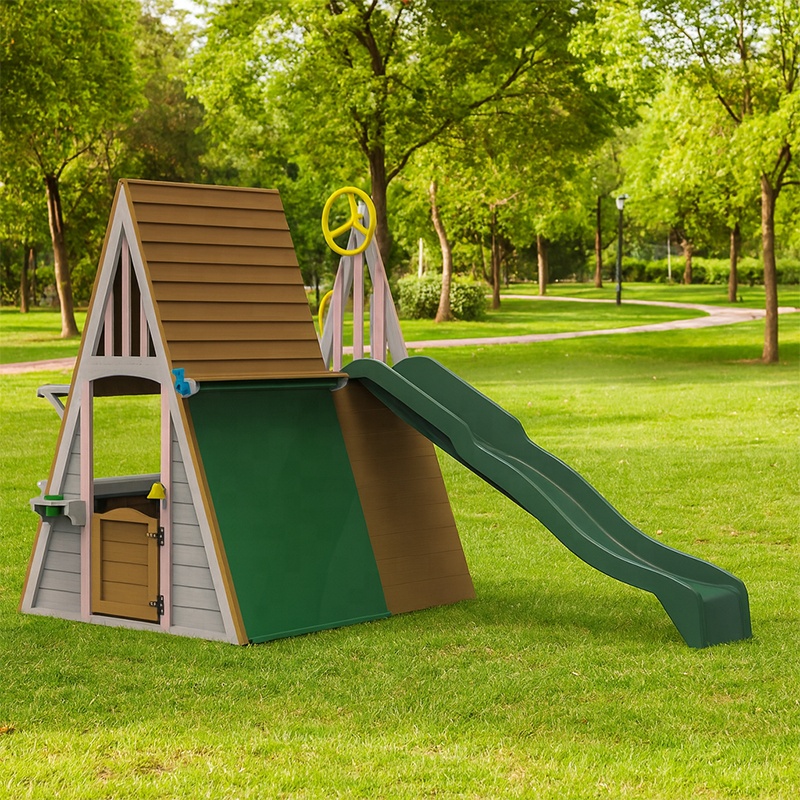 Kids Outdoor Playground Equipm - Kids Outdoor Wooden Playhouse incelemesi ve fiyatı