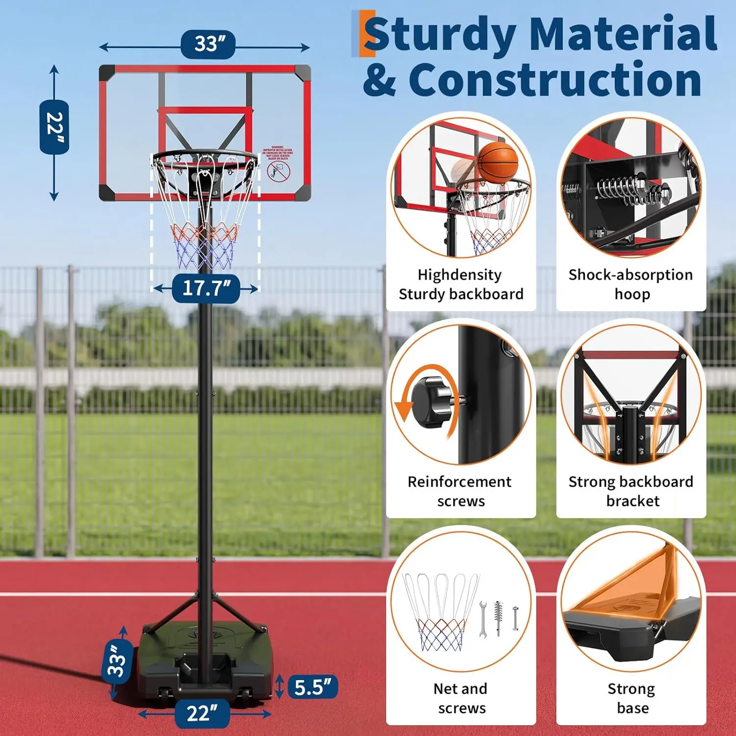 Garvee 4.82-8.53ft Height Adju - Basketball Hoop Outdoor incelemesi ve fiyatı