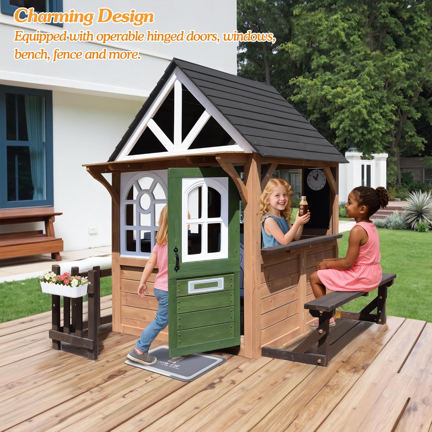 Outdoor Play House for Kids, F - Kids Outdoor Wooden Playhouse incelemesi ve fiyatı