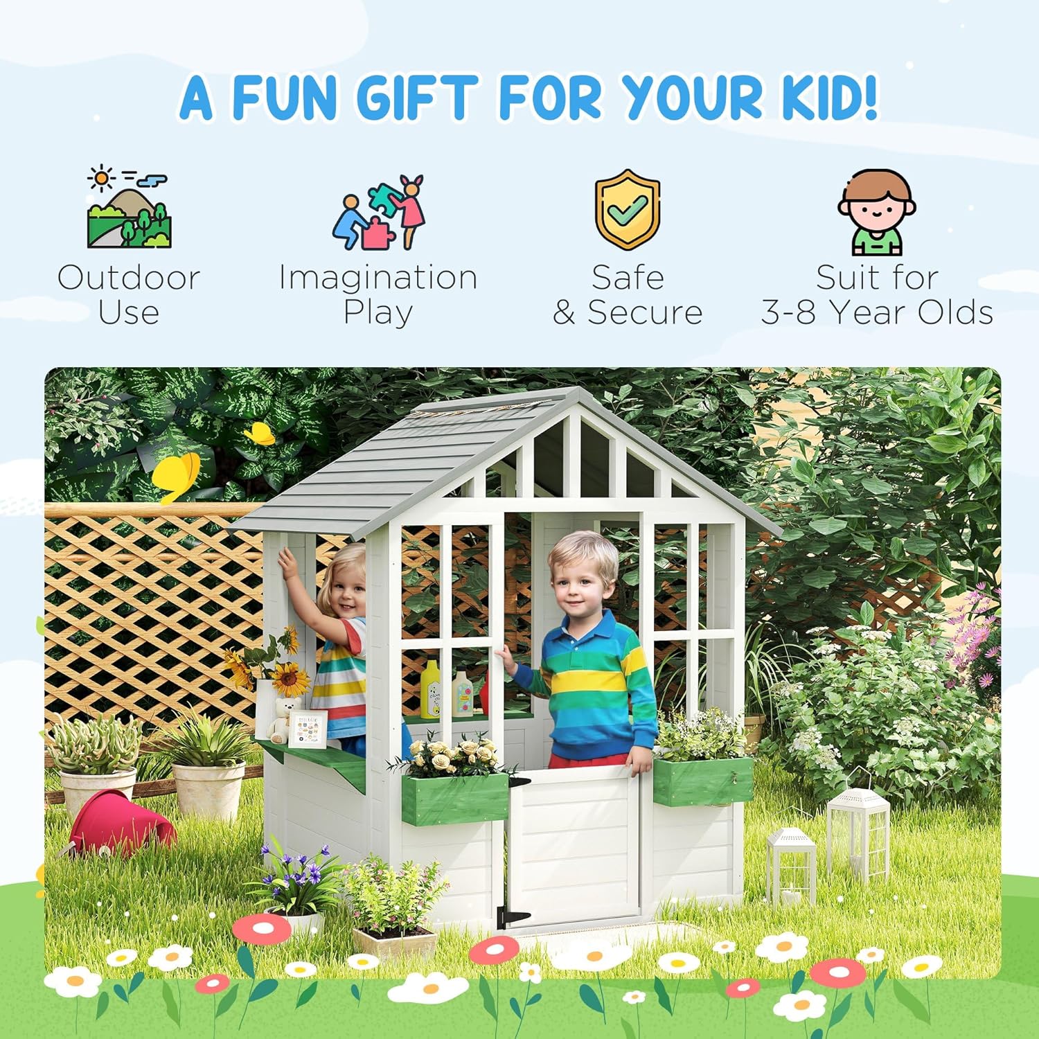 Wooden Outdoor Kids Playhouse  - Kids Outdoor Wooden Playhouse incelemesi ve fiyatı