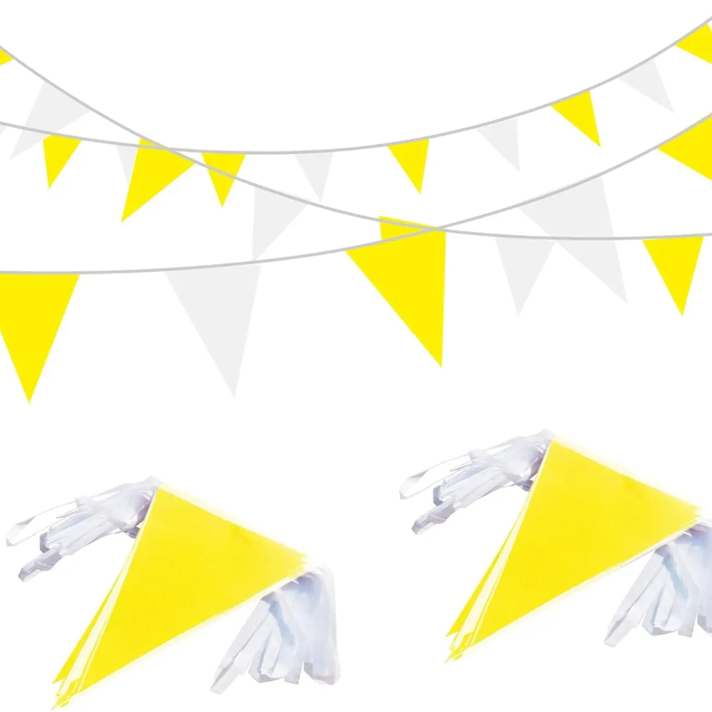 32.8FT Yellow White Pennant Ba - Q Kids Outdoor incelemesi ve fiyatı