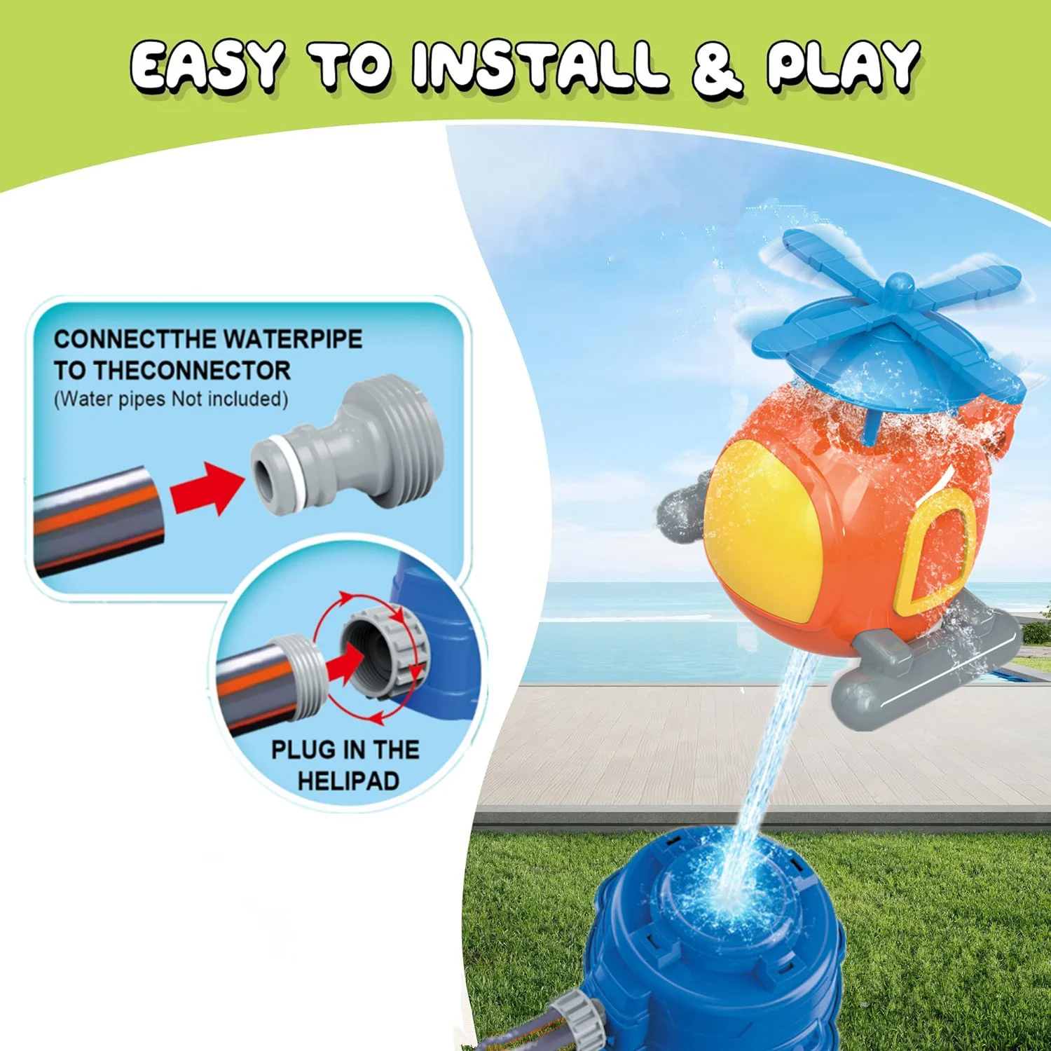 Helicopter Sprinkler Water Toy - Kids Outdoor Yard Tools incelemesi ve fiyatı